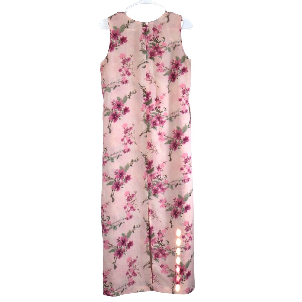 Vtg Bentley Floral Maxi Dress Pink Sz10 Chiffon Slit Elegant Sleeveless Ethereal - Picture 3 of 6